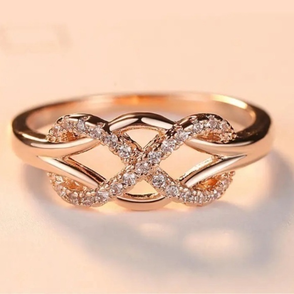 Exquisite Rose Gold Plated Infinity Ring